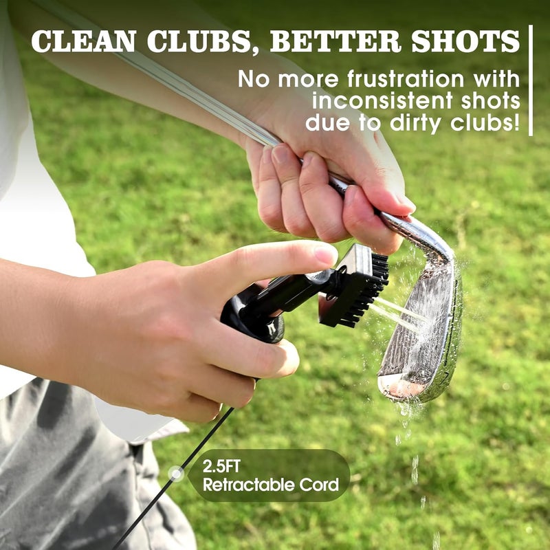 Wynaura Pro Golf Club Cleaner Brush with Golf Groove Sharpener Tool Suitable for U & V-Grooves 8 Inches Golf Water Brush with Retractable Clip Hold 5oz of Water Perfect Golf Accessories for Men/Women - Image 2